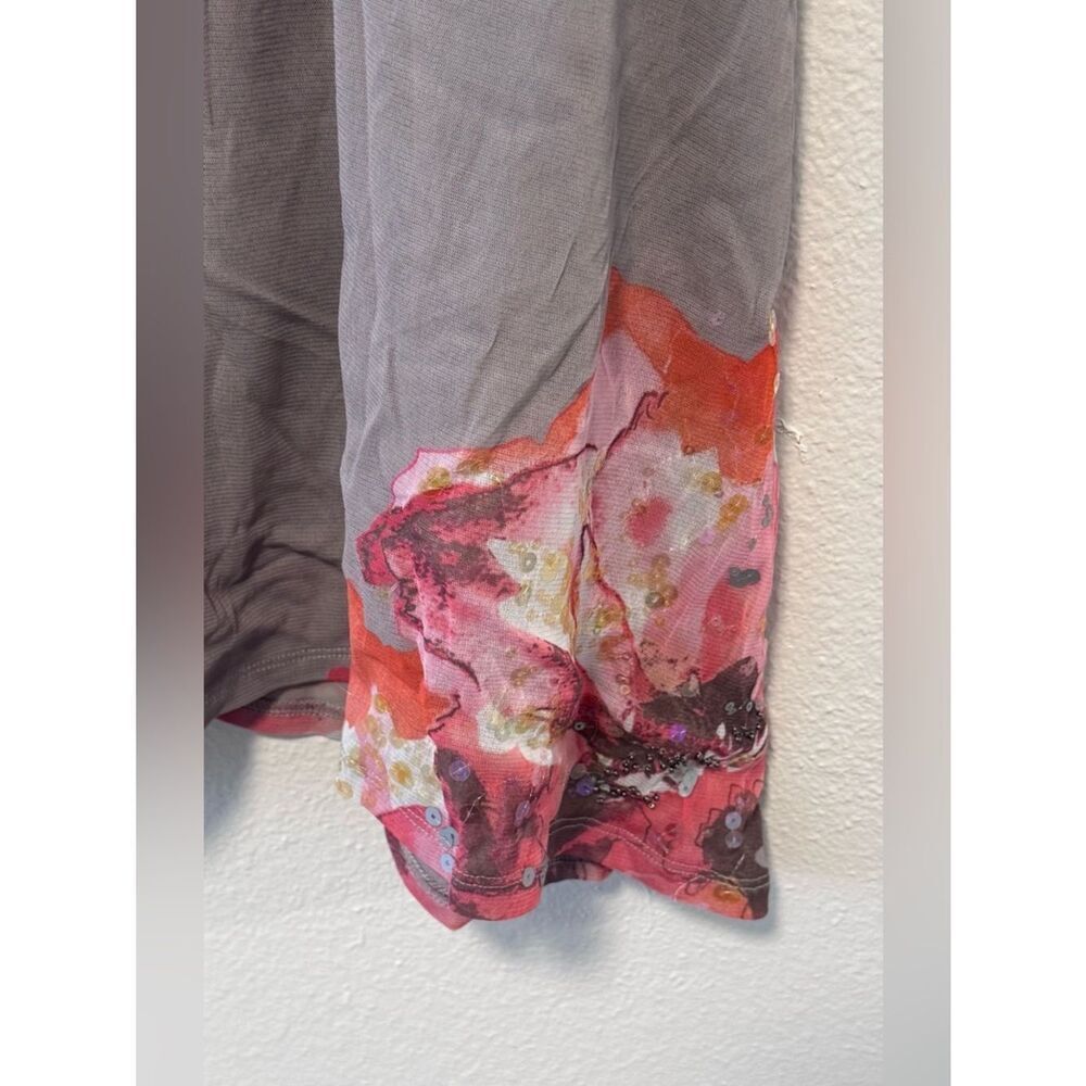 NWOT - INC International Concepts Grey Floral Tank w/ beautiful sequence - Large - Picture 4 of 11